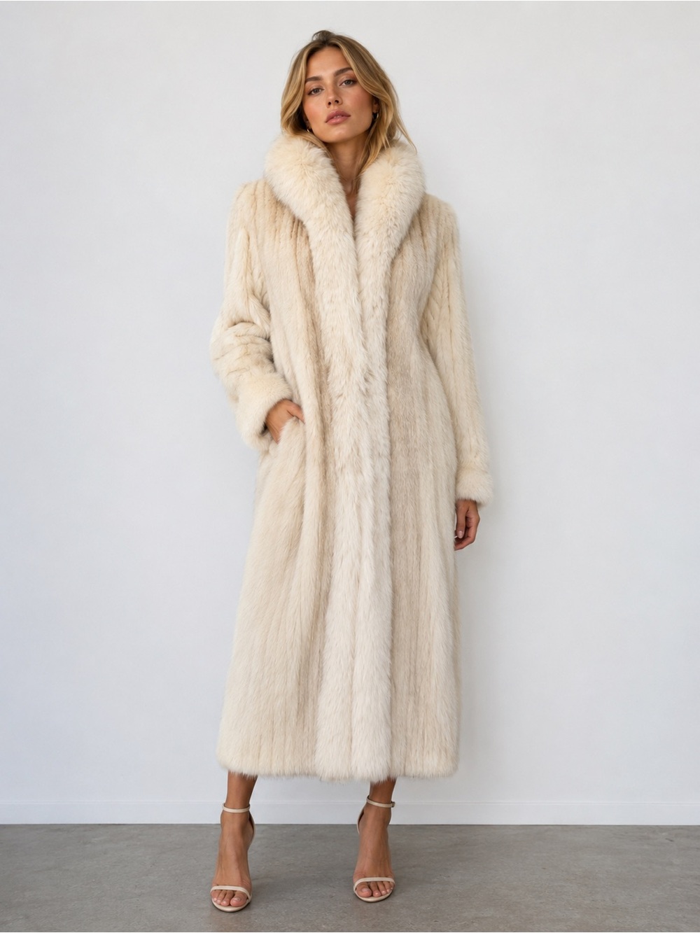 Vintage mink fox tuxedo fur coat